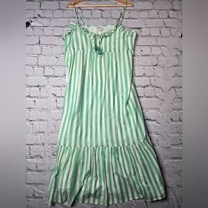 J. Crew Green and White Striped Maxi Dress